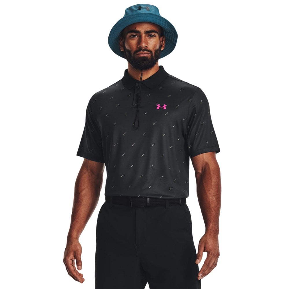 UNDER ARMOUR Mens Perf 3.0 Deuces Polo Black/Still Water