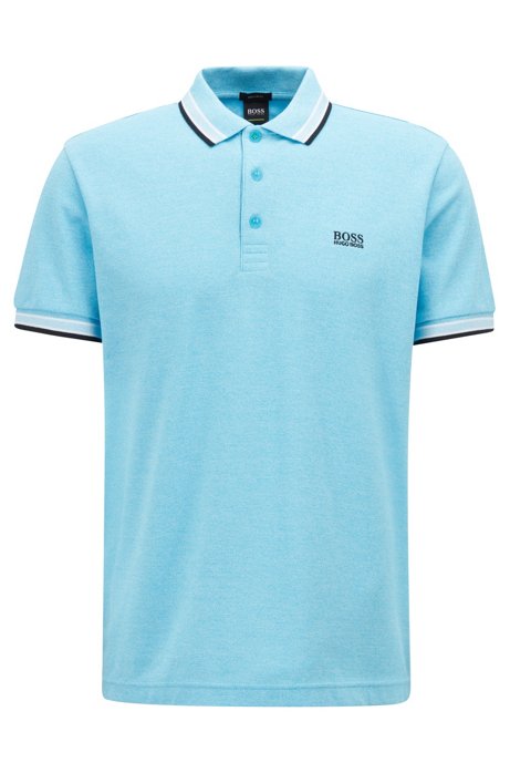 PADDY Cotton-piqué polo shirt with logo undercollar Colour Turquoise