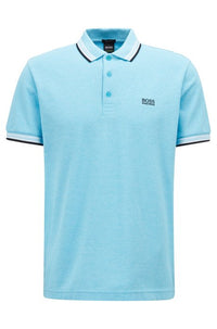 PADDY Cotton-piqué polo shirt with logo undercollar Colour Turquoise