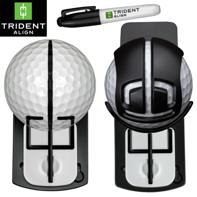 TRIDENT ALIGN THE WORLD'S FIRST ADJUSTABLE BALL MARKER READ IT. AIM IT. HOLE IT.