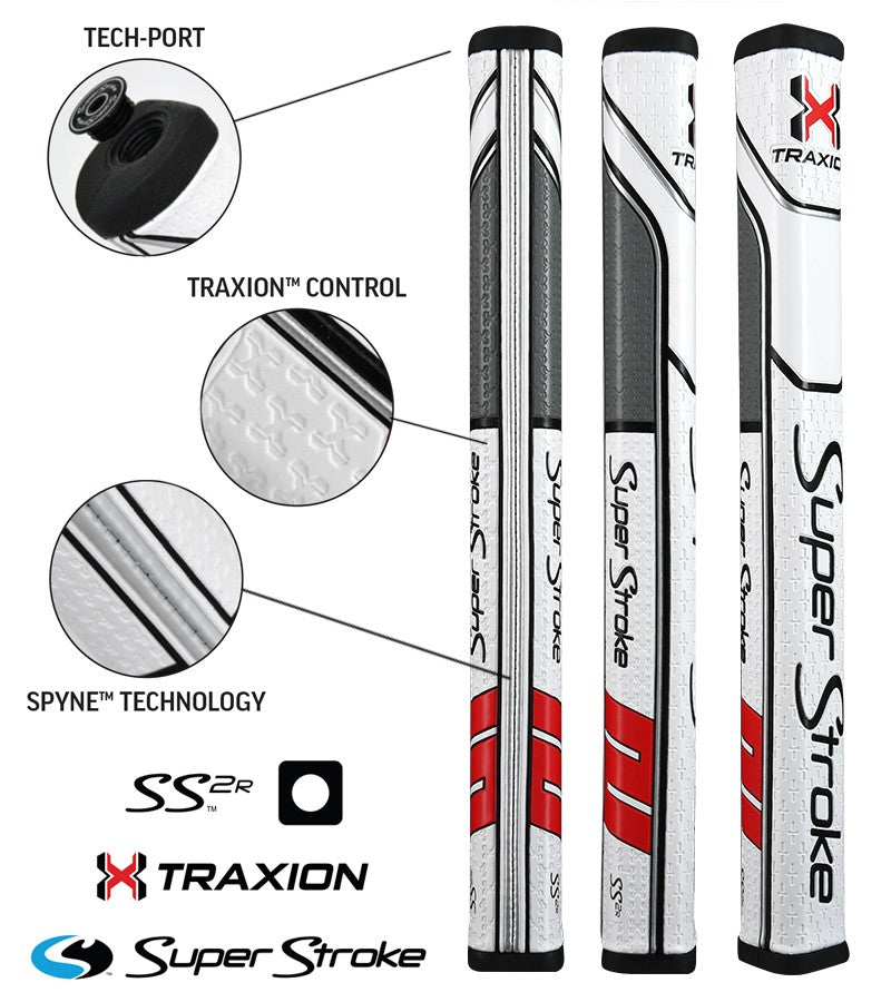 TRAXION Square Putter Grip White / Red / Grey